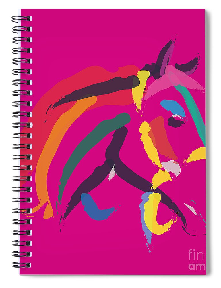 Horse Portrait Spiral Notebook featuring the painting Horse - Colour me strong by Go Van Kampen