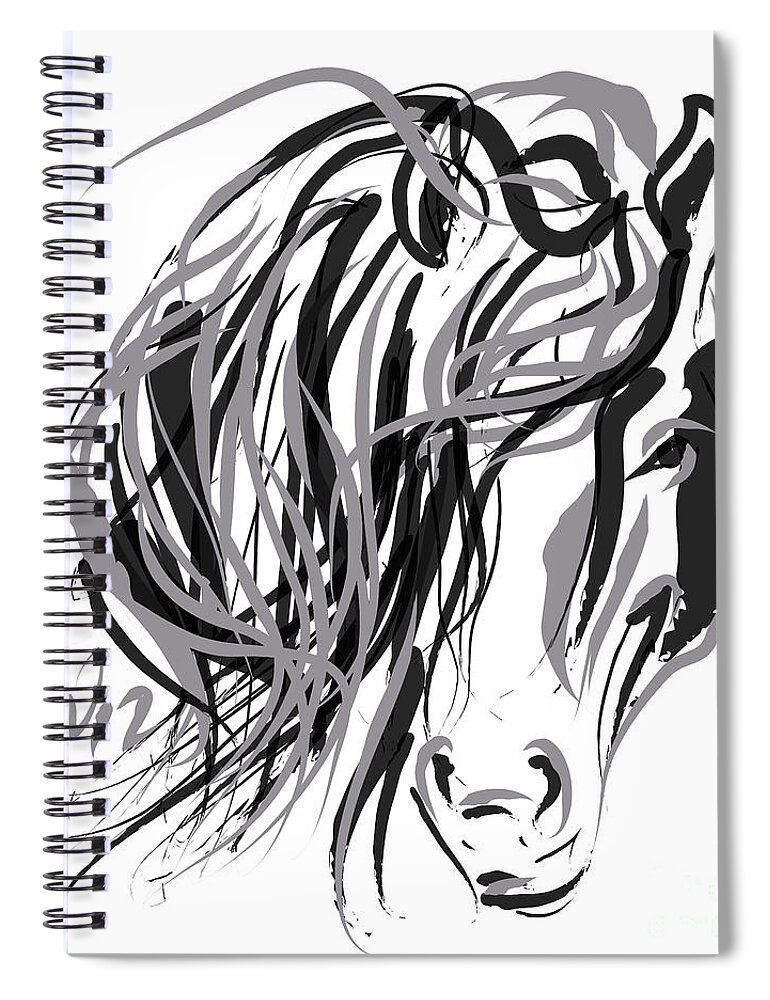 Horse Art Spiral Notebook featuring the painting Horse- Hair and horse by Go Van Kampen