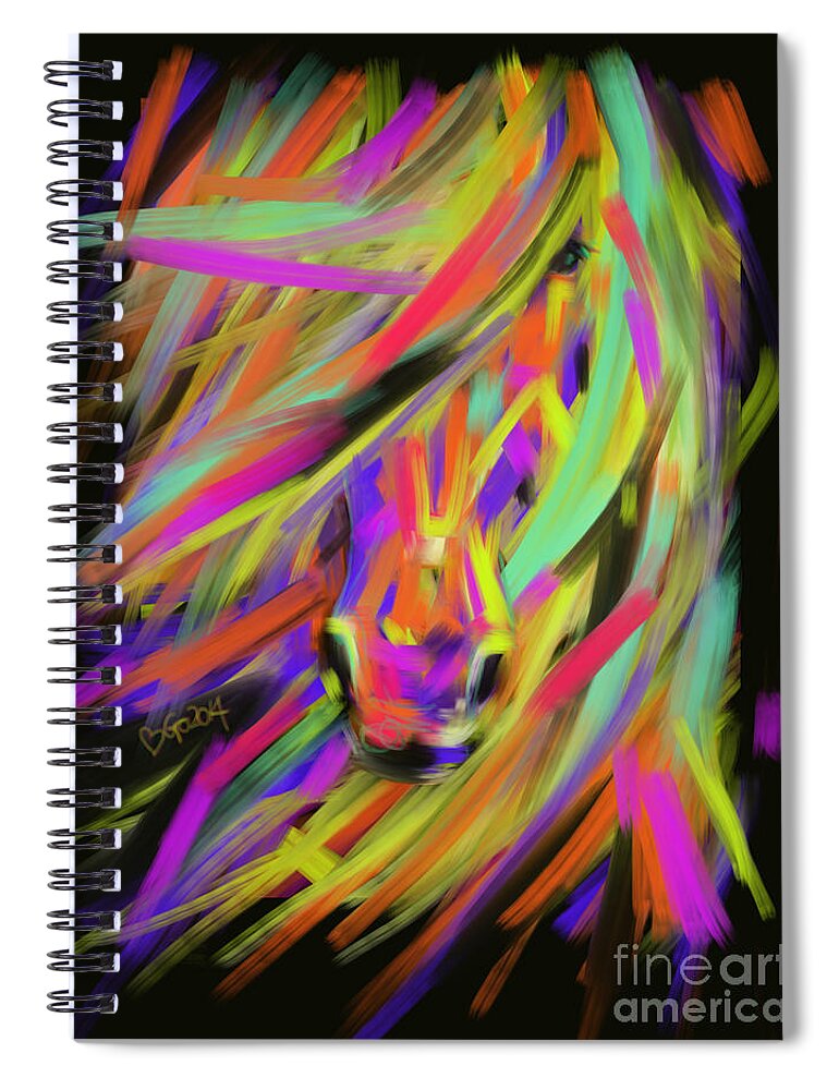 Horse Spiral Notebook featuring the painting Horse Rainbow Hair by Go Van Kampen