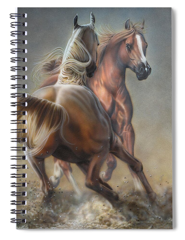 North Dakota Artist Spiral Notebook featuring the painting Horseplay by Wayne Pruse