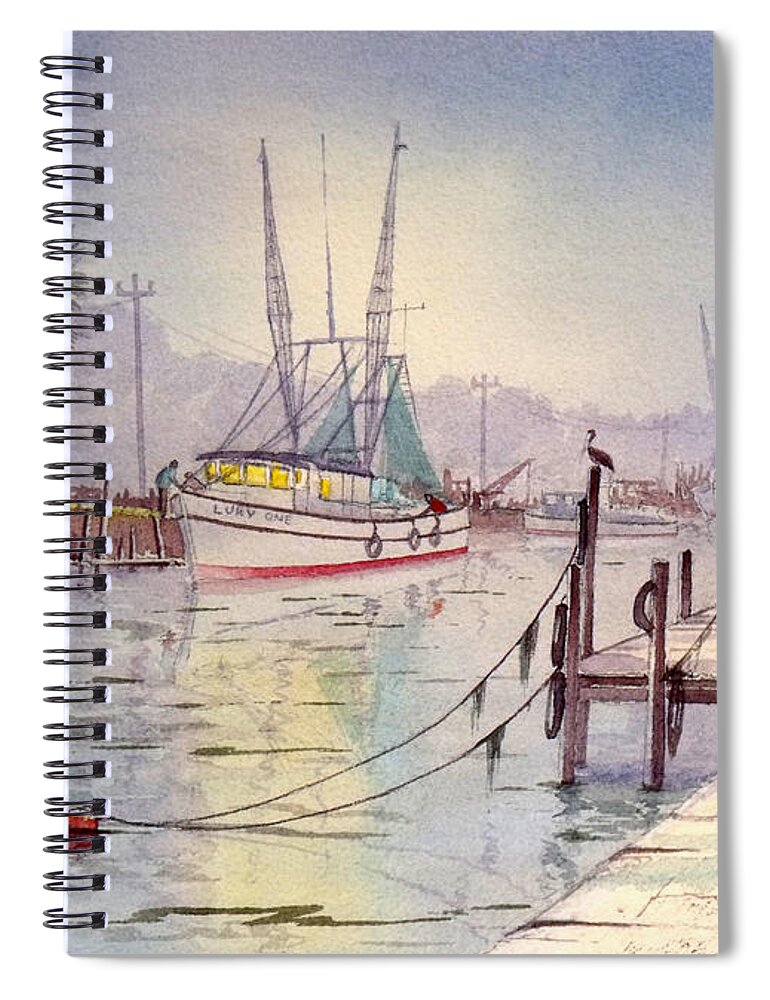 Horseshoe Beach Spiral Notebook featuring the painting Horseshoe Beach Lights at Sunset by Bill Holkham