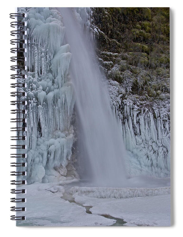 Horsetail Spiral Notebook featuring the photograph Horsetail Falls 120813 CU B by Todd Kreuter