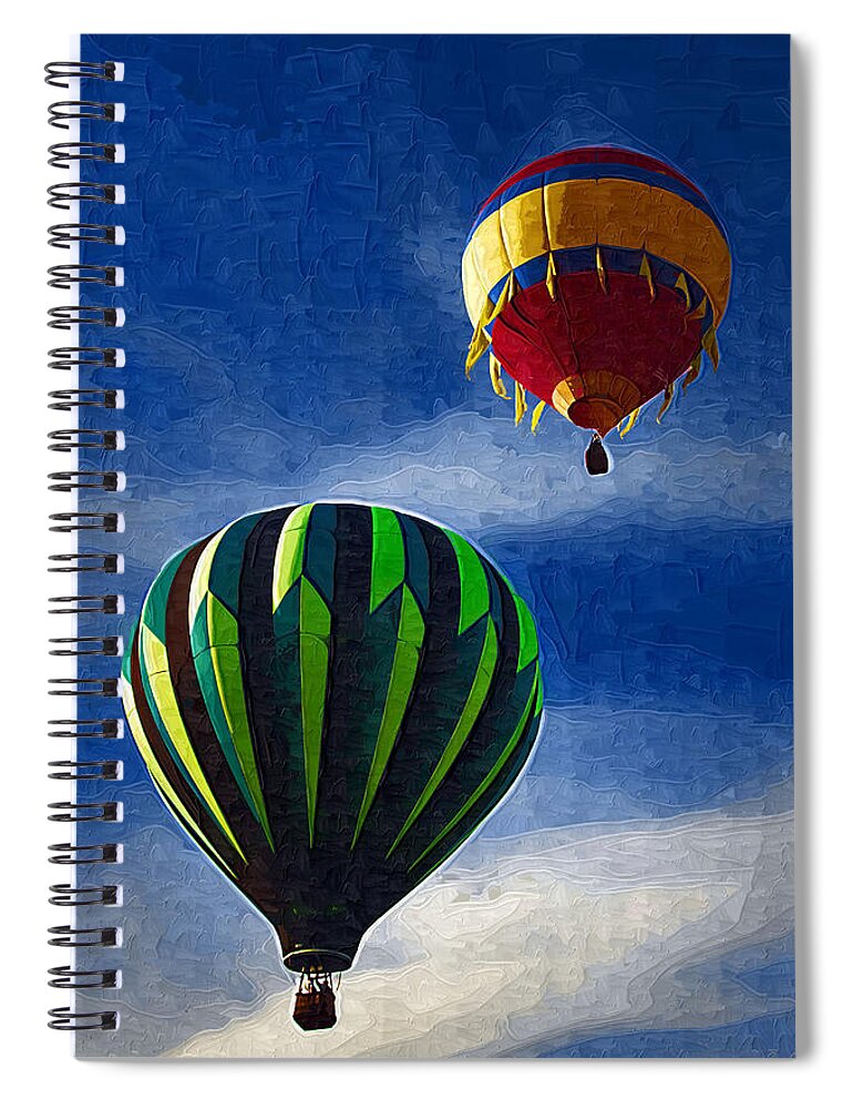 Hot Air Balloons Spiral Notebook featuring the photograph Hot Air Balloons in Oils by Kathy Clark