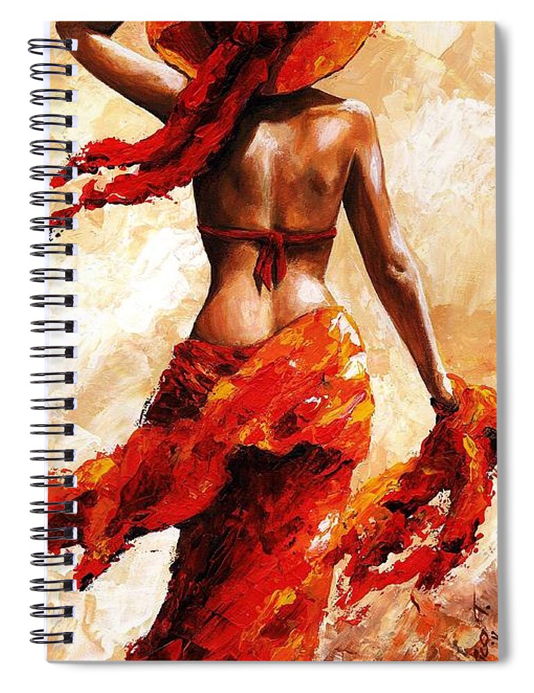 Woman Spiral Notebook featuring the painting Hot breeze #02 by Emerico Imre Toth