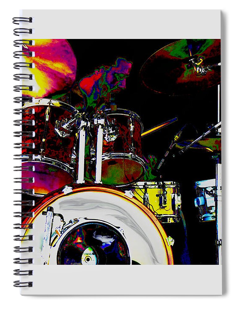 Drum Set And Drummer Spiral Notebook featuring the photograph Hot Licks Drummer by Kae Cheatham