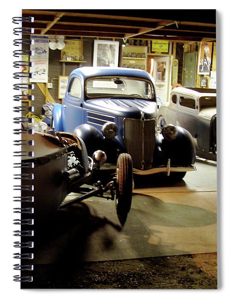 Hot Rod Garage Spiral Notebook featuring the photograph Hot Rod Garage by Alan Johnson