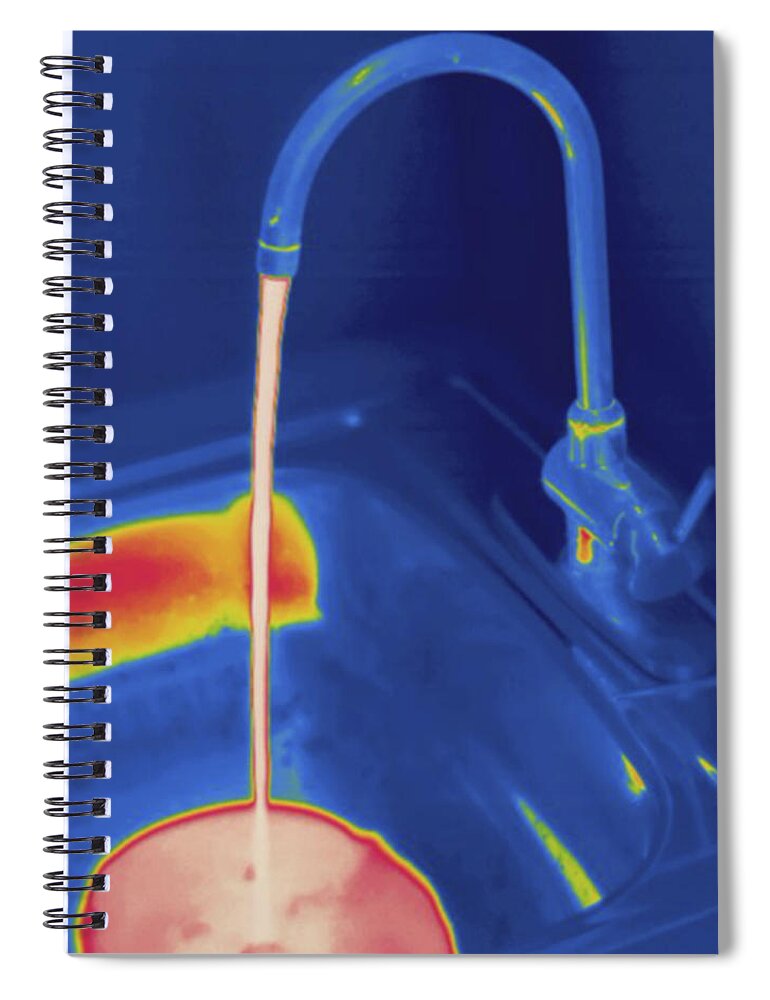 Thermography Spiral Notebook featuring the photograph Hot Water Running, Thermogram by Science Stock Photography