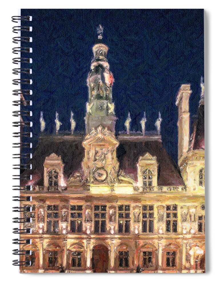 Hotel De Ville Spiral Notebook featuring the digital art Hotel de Ville Paris by Liz Leyden