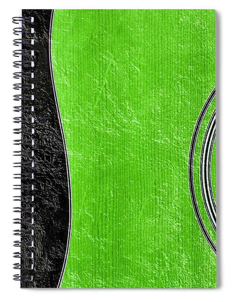 Guitar Spiral Notebook featuring the mixed media Hour Glass Guitar 4 Colors 1 - Tetraptych - Green Corner - Music - Abstract by Andee Design
