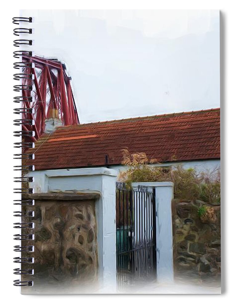 House At The Bridge Spiral Notebook featuring the photograph House at the bridge by Elena Perelman