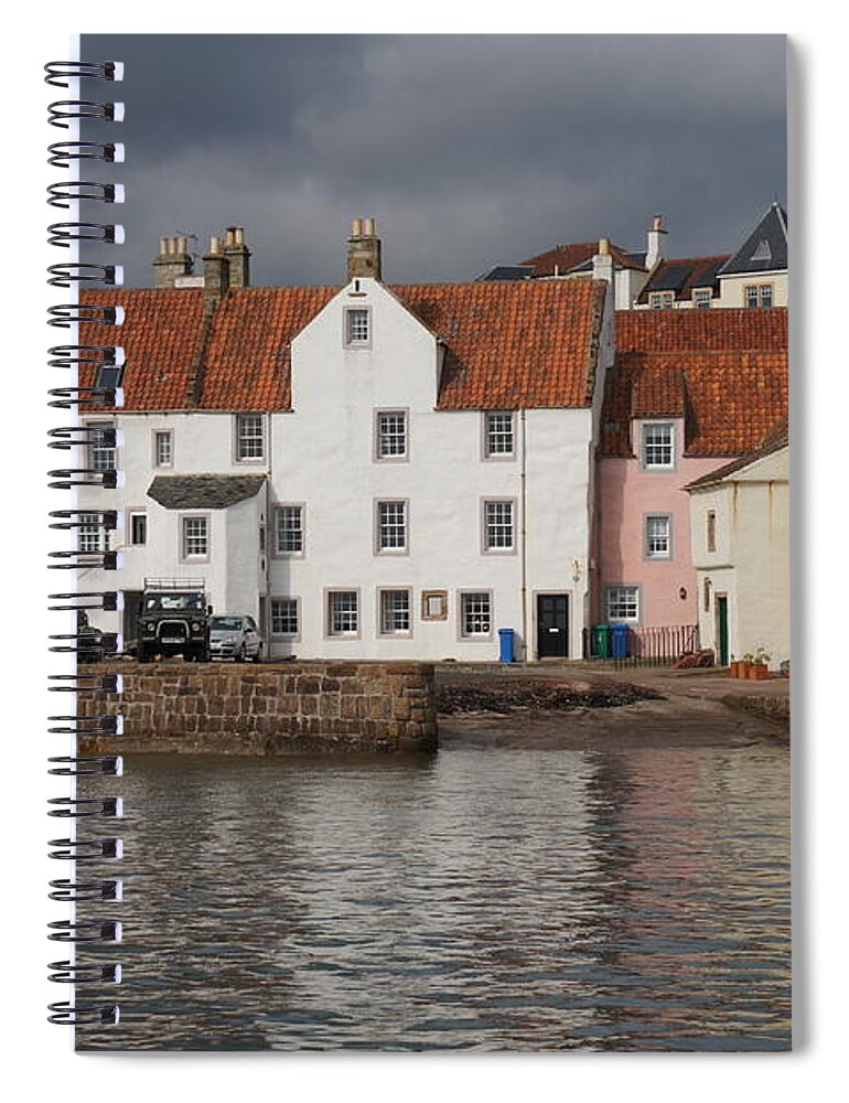Landscape Spiral Notebook featuring the photograph Houses at Pittenweem harbor by Elena Perelman