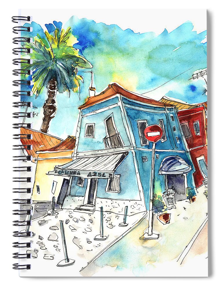 Portugal Spiral Notebook featuring the painting Houses in Moita in Portugal by Miki De Goodaboom