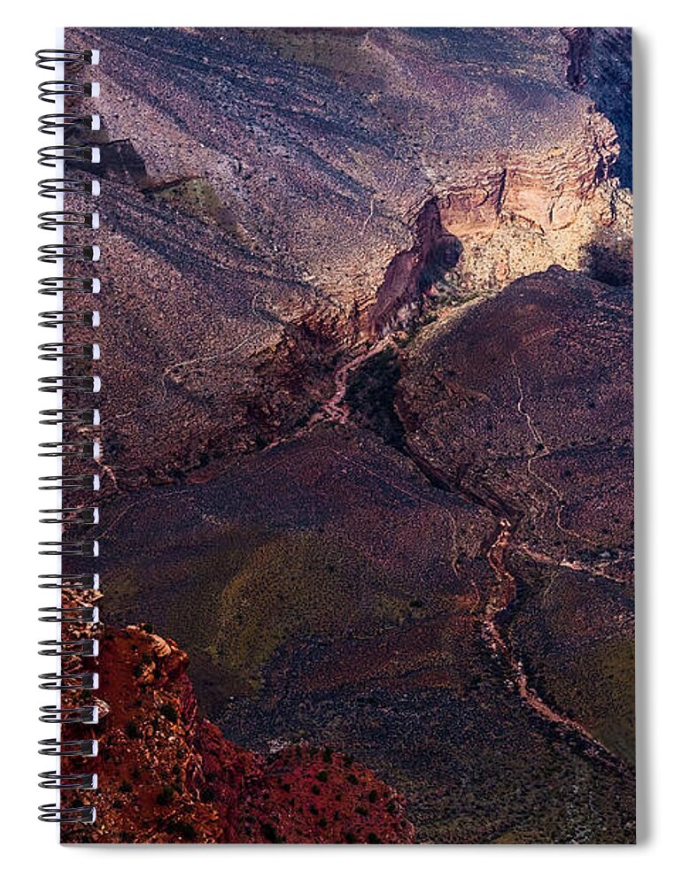 Grand Spiral Notebook featuring the photograph How the Grand Canyon Gets Carved by Ed Gleichman