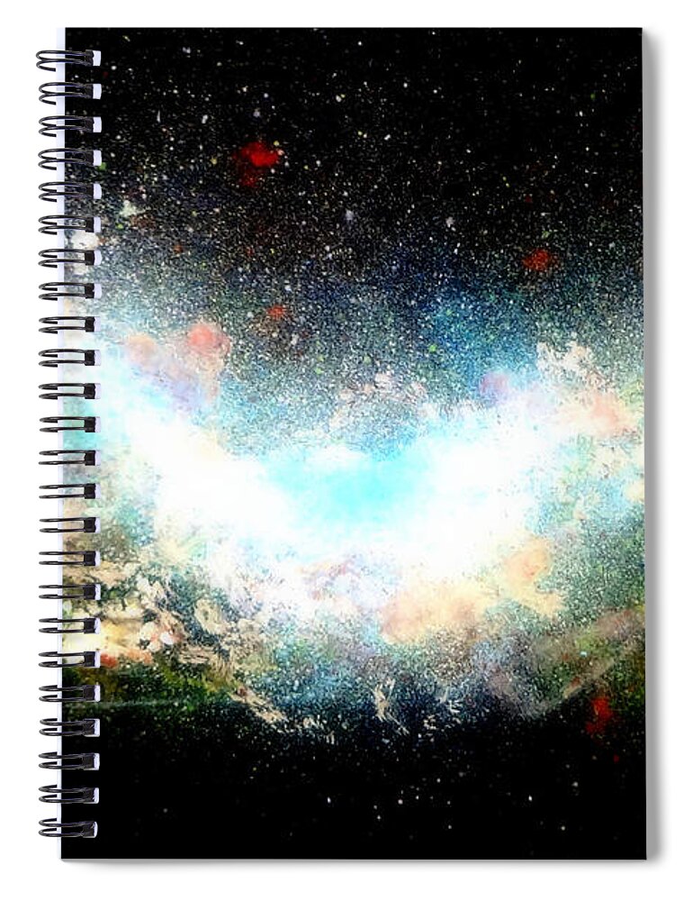 Hubble Spiral Notebook featuring the painting Hubble Birth of a Galaxy by Katy Hawk