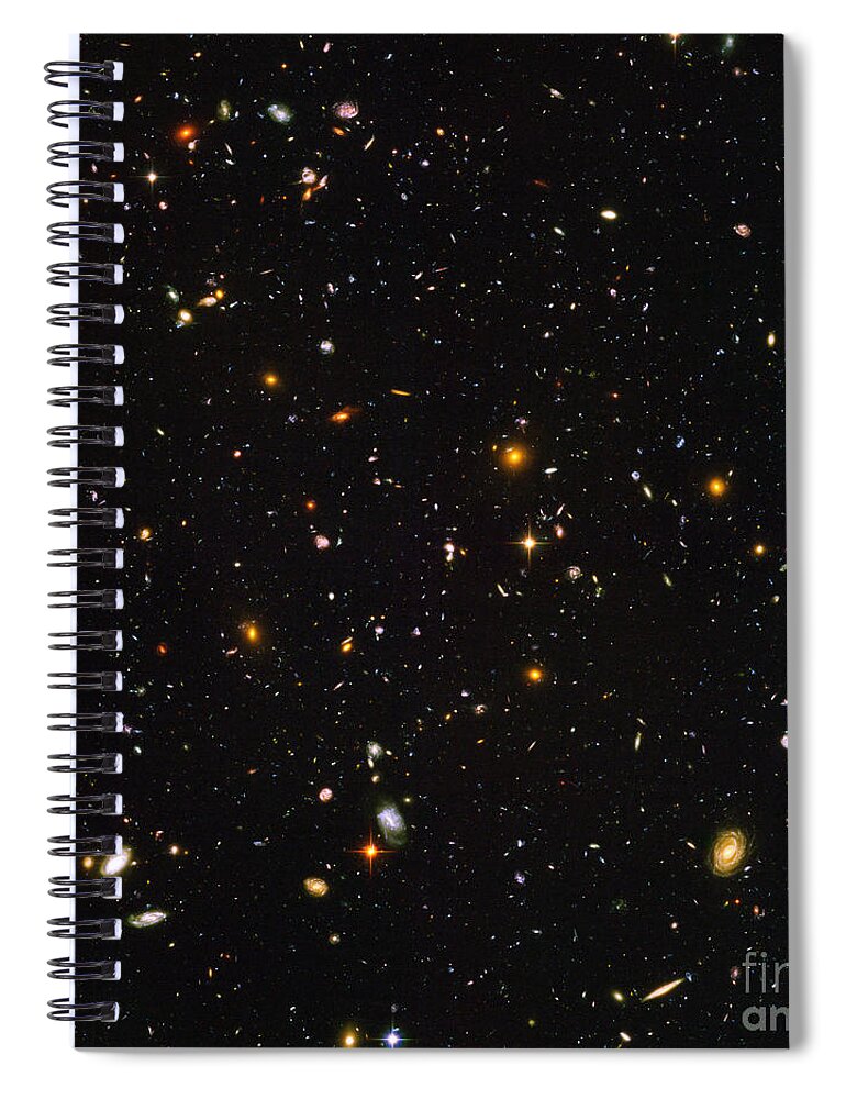 Galaxy Spiral Notebook featuring the photograph Hubble Ultra Deep Field Galaxies by Science Source