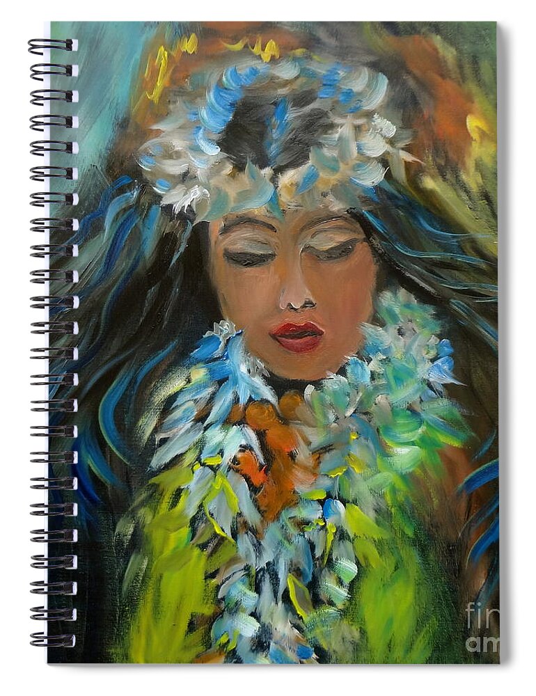 Haku Lei Spiral Notebook featuring the painting Hula by Jenny Lee
