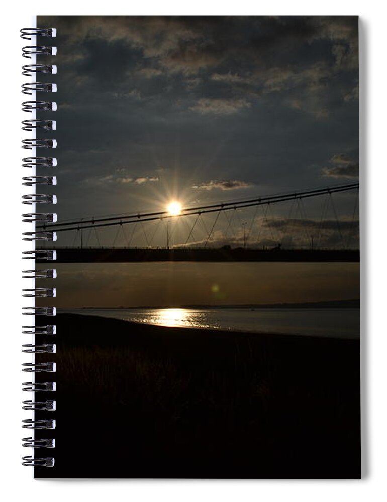 Humber Bridge Spiral Notebook featuring the photograph Humber Bridge Sunset by Scott Lyons