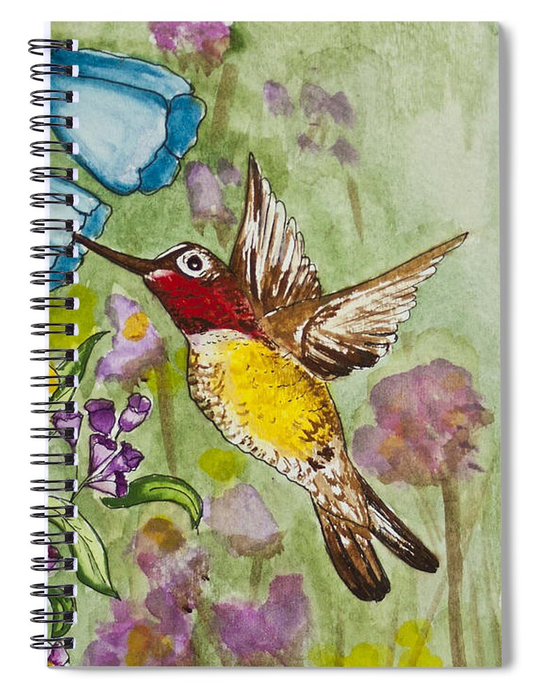 Humming Bird Spiral Notebook featuring the painting Humming Bird by Janis Lee Colon