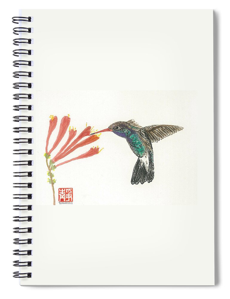 Japanese Spiral Notebook featuring the painting Hummingbird Flight by Terri Harris