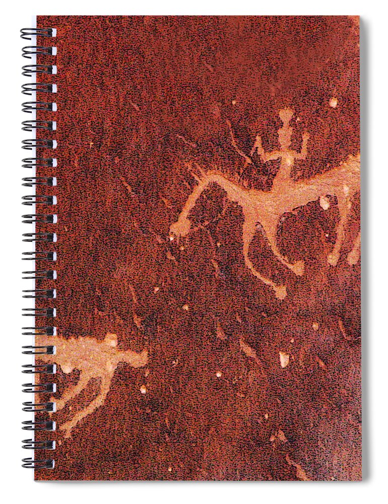 Petroglyph Spiral Notebook featuring the photograph Hunter and the Hunted by Joe Kozlowski