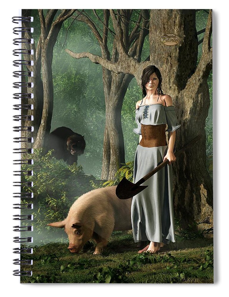 Truffle Spiral Notebook featuring the digital art Huon The Truffle Hog by Daniel Eskridge