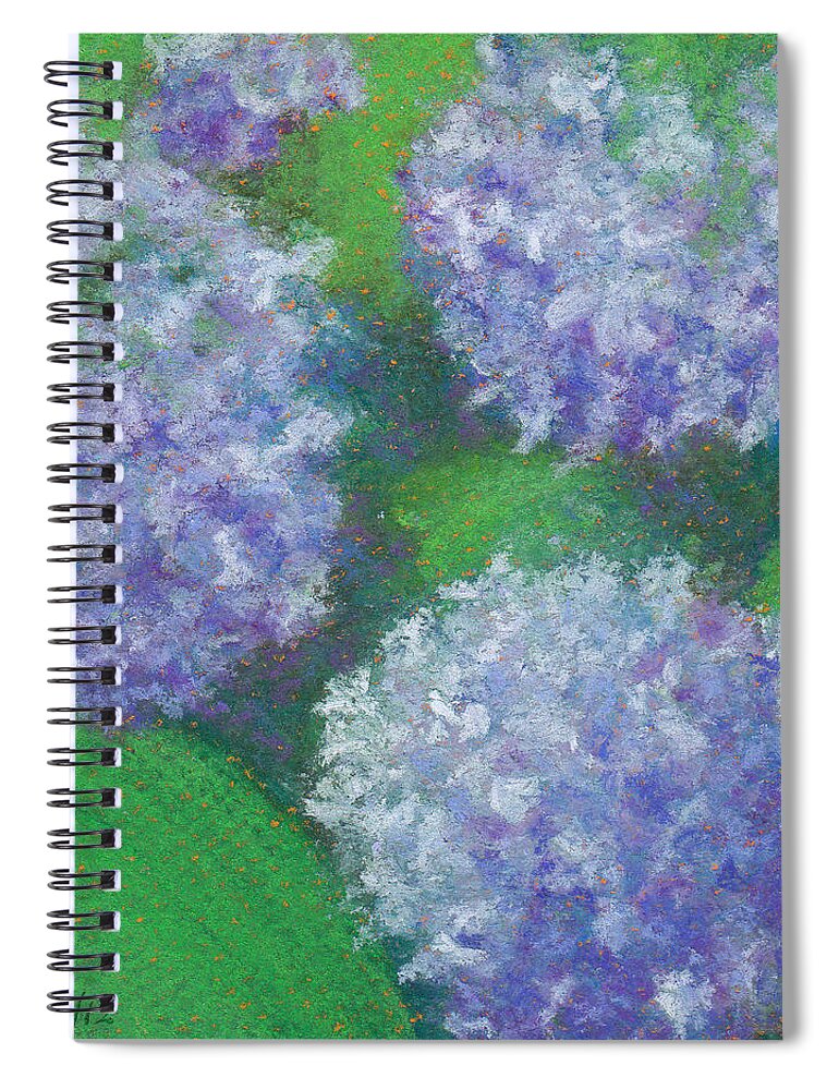 Floral Spiral Notebook featuring the pastel Hydrangea by Anne Katzeff