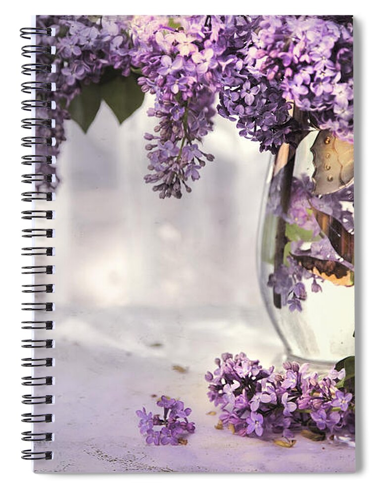 Lilacs Spiral Notebook featuring the photograph I Picked A Bouquet Of Lilacs Today by Theresa Tahara