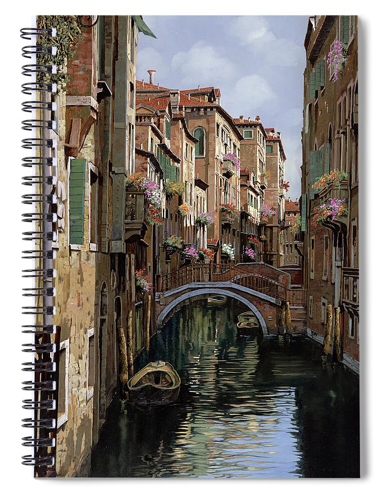 Venice Spiral Notebook featuring the painting I Ponti A Venezia by Guido Borelli