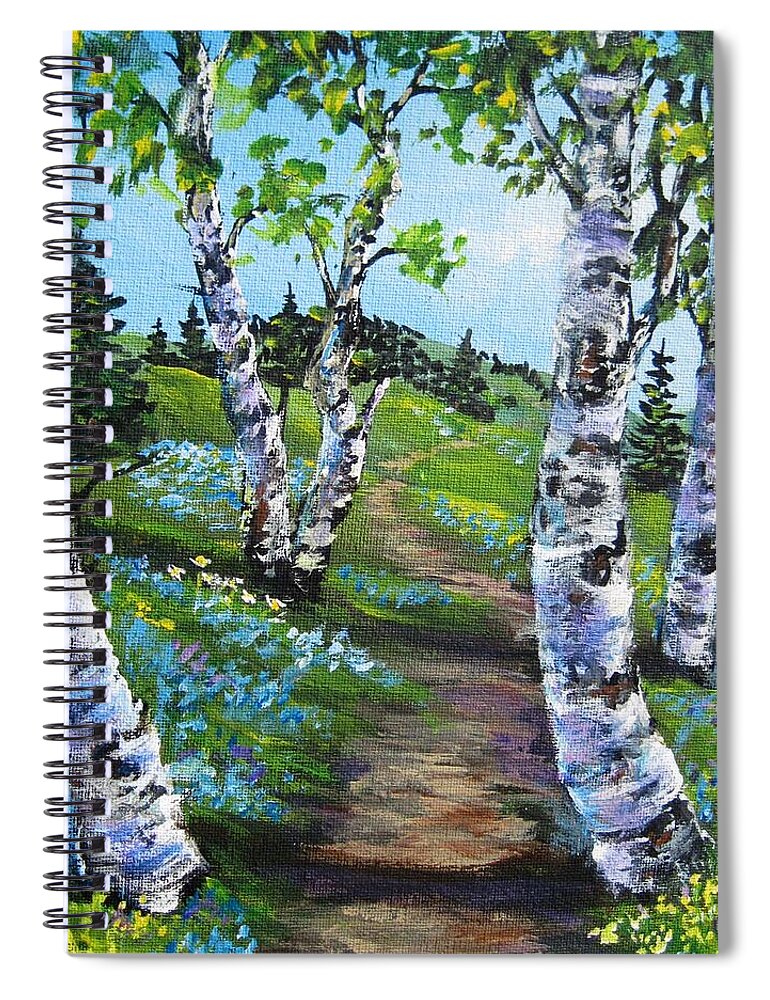 Landscapes Spiral Notebook featuring the painting I think i will walk by Megan Walsh