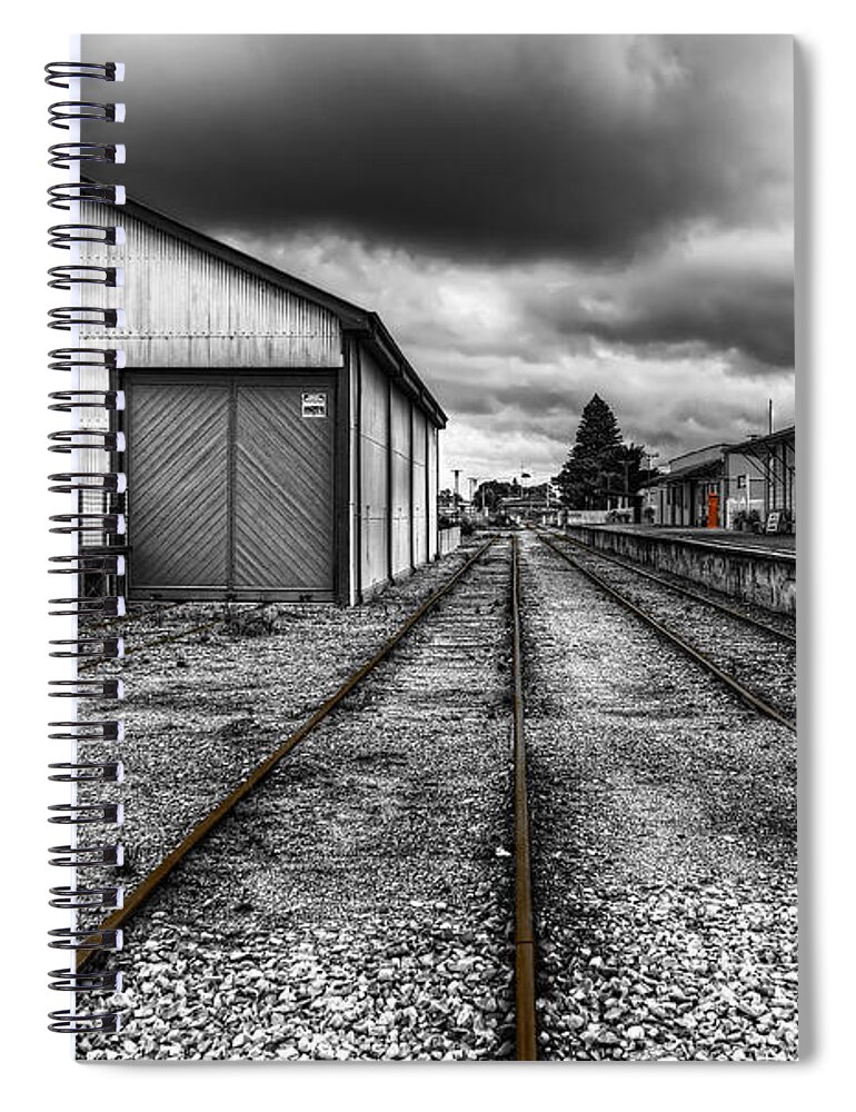 Railway Spiral Notebook featuring the photograph I walk the line by Wayne Sherriff