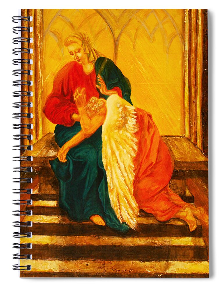 Madonna Spiral Notebook featuring the painting I will carry you through by Giorgio Tuscani