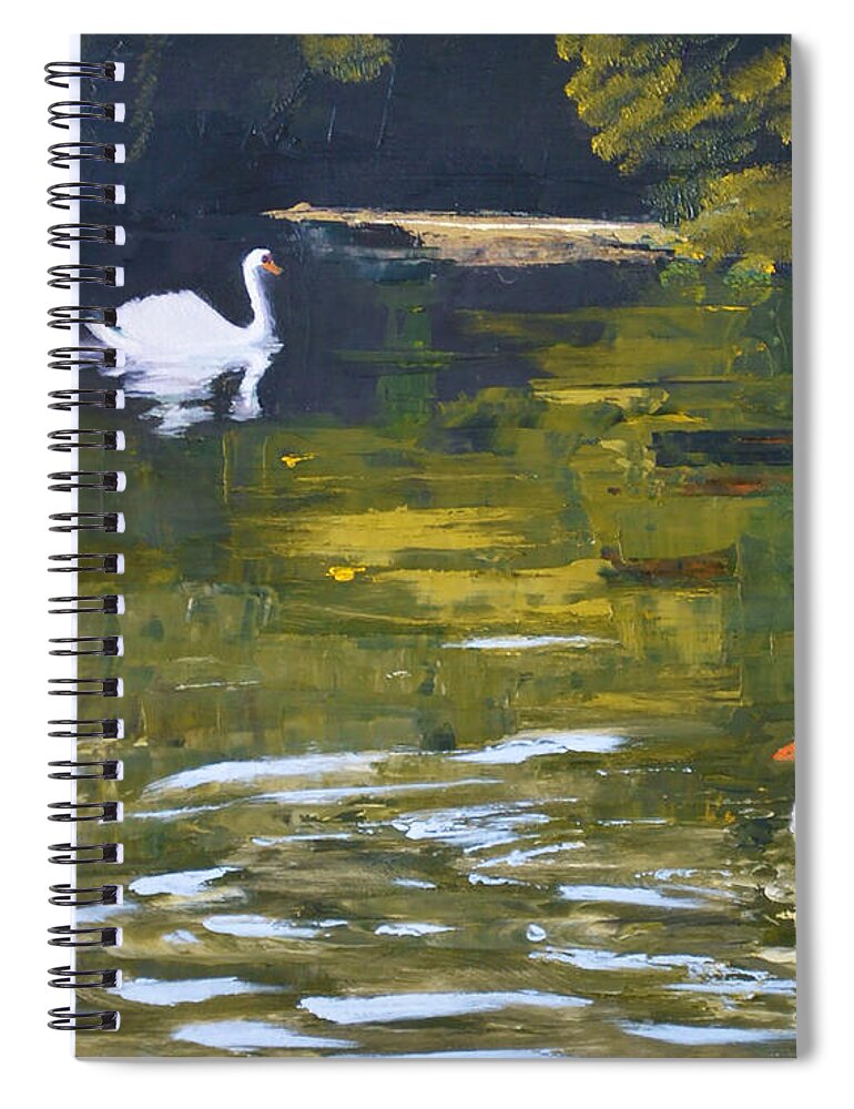 Nature Spiral Notebook featuring the painting I wish I was a Swan by Josef Kelly