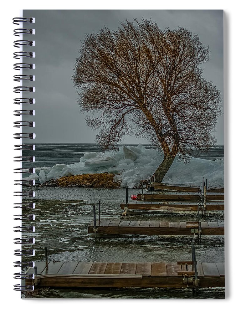 Lake Milacs Spiral Notebook featuring the photograph Ice Buildup On Milacs by Paul Freidlund