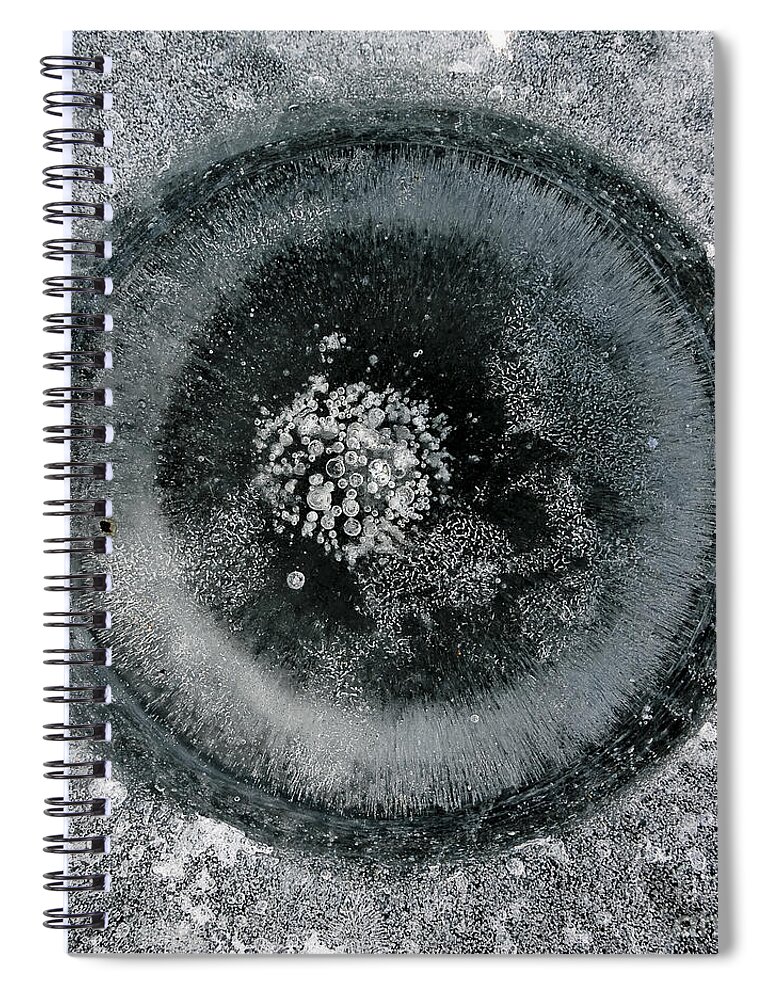 Ice Spiral Notebook featuring the photograph Ice fishing hole 9 by Steven Ralser