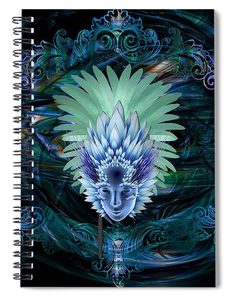Mardi Gras Masks Spiral Notebook featuring the digital art Ice Queen by Louis Ferreira