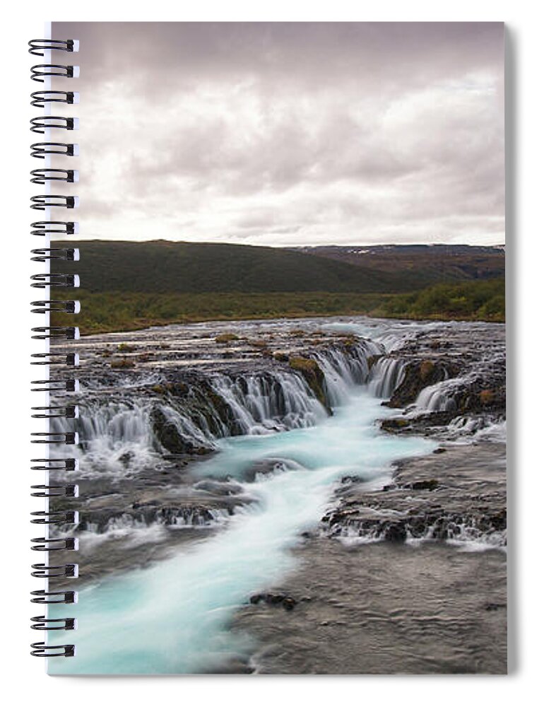 Scenics Spiral Notebook featuring the photograph Iceland Bruarfoss Waterfall by Spreephoto.de