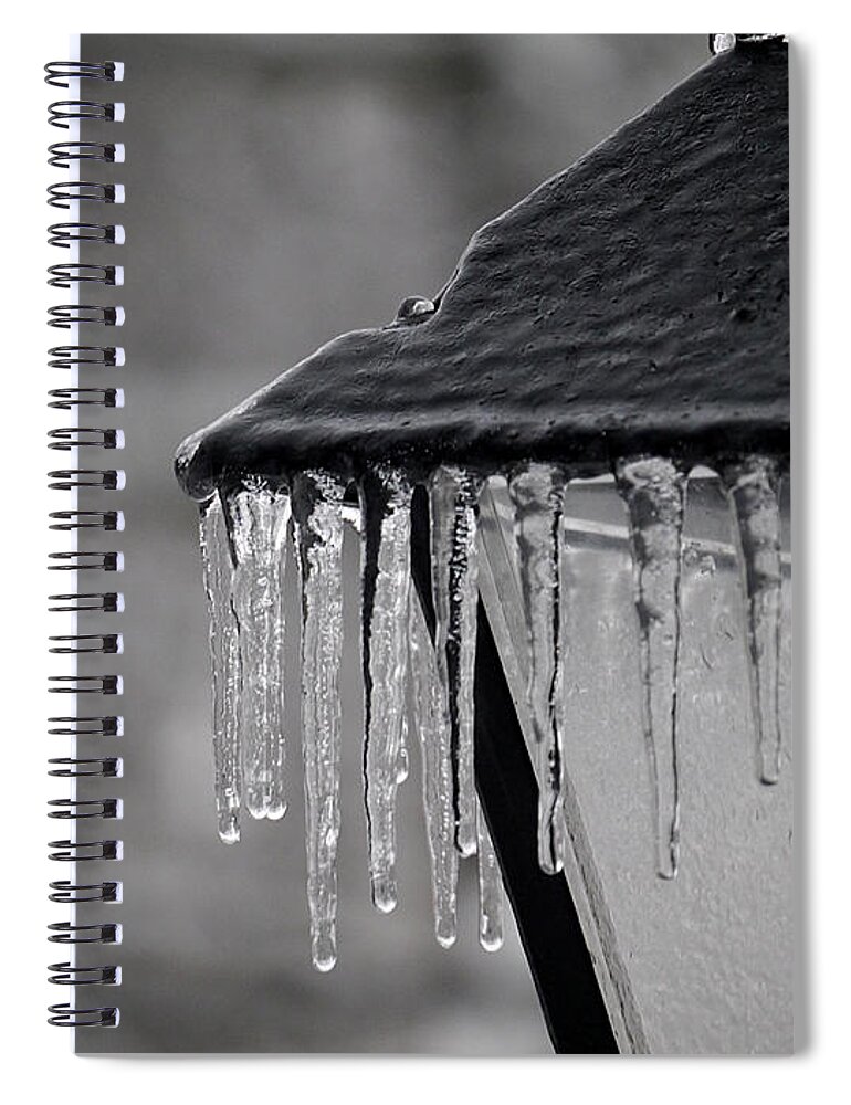 Icicle Spiral Notebook featuring the photograph Icicles - Lamp Post 2 by Richard Reeve