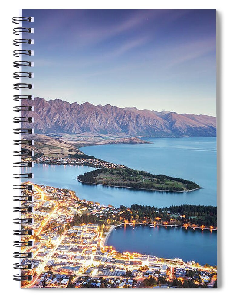 Scenics Spiral Notebook featuring the photograph Iconic Queenstown Cityscape At Dusk by Matteo Colombo