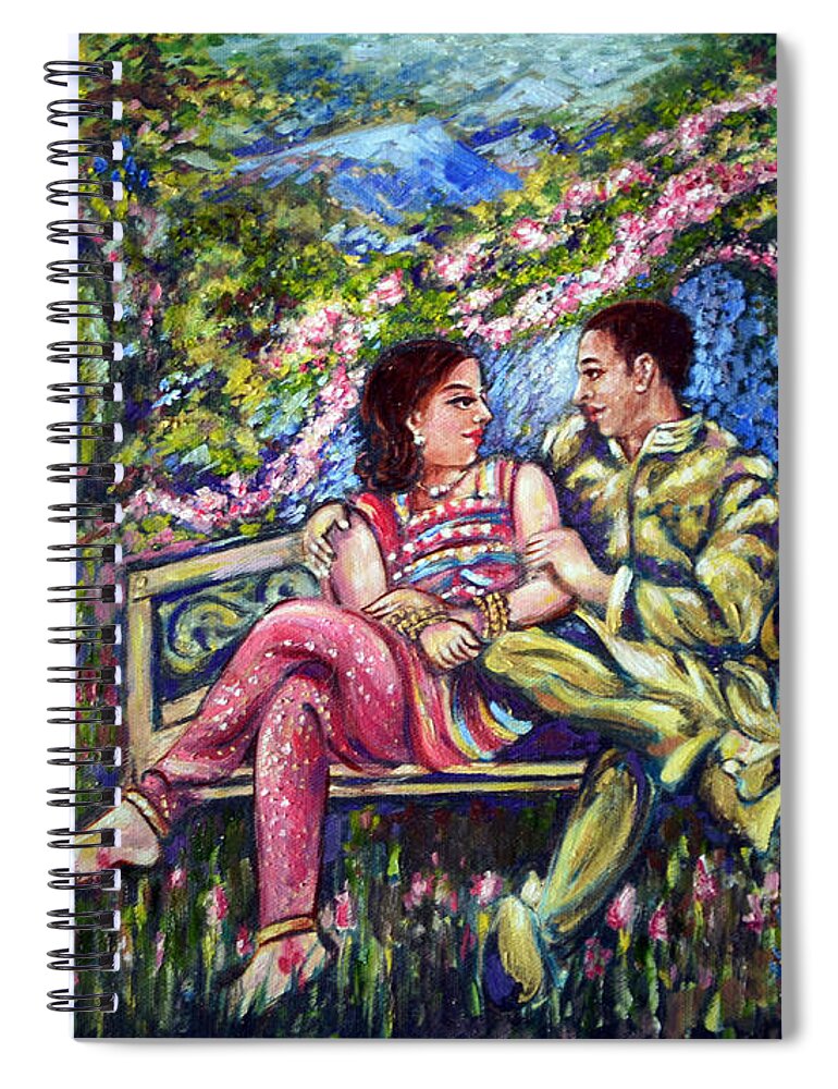 Romantic Spiral Notebook featuring the painting If I will get your love by Harsh Malik