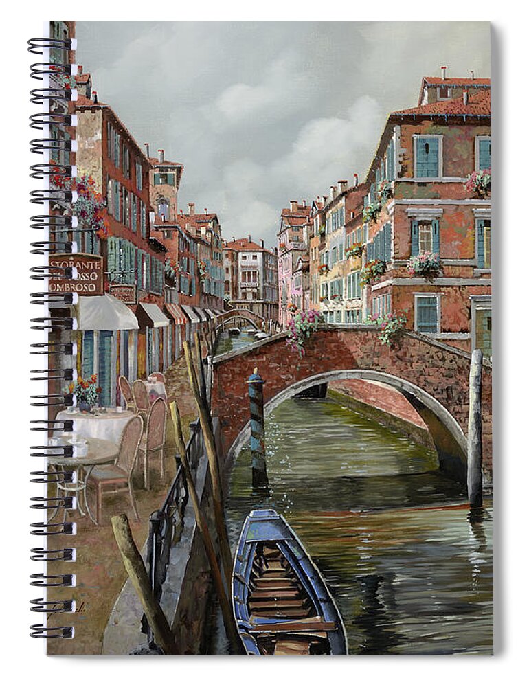 Venice Spiral Notebook featuring the painting Il Fosso Ombroso by Guido Borelli