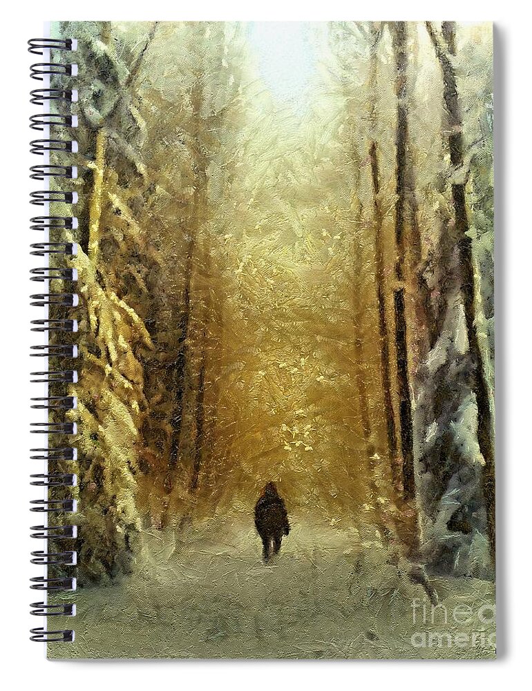 Religious Art Spiral Notebook featuring the painting I'll be home for Christmas by Dragica Micki Fortuna