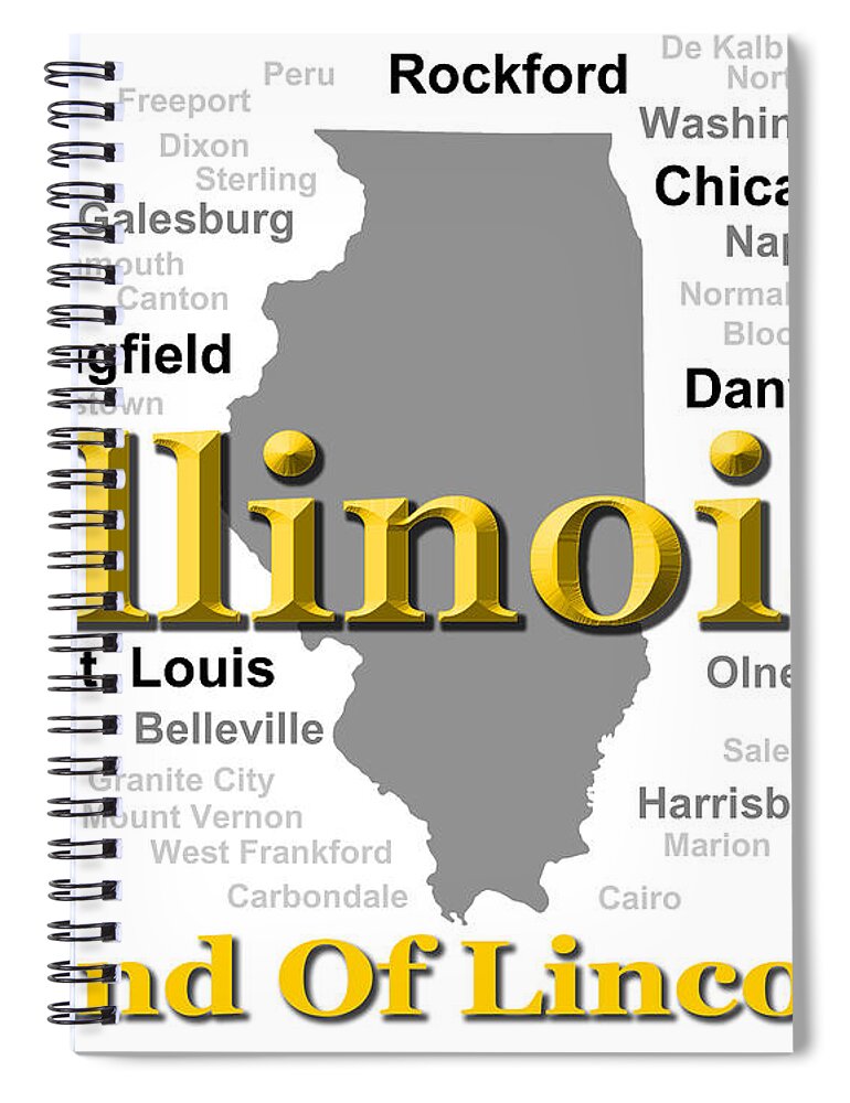 Illinois Spiral Notebook featuring the photograph Illinois State Pride Map Silhouette by Keith Webber Jr