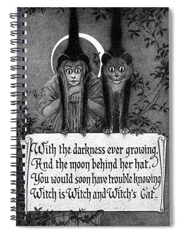 Vertical Spiral Notebook featuring the painting Illustration Halloween Rhyme Poem Witch by Vintage Images