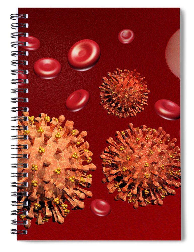 Disease Spiral Notebook featuring the photograph Illustration Of Influenza by Scott Camazine