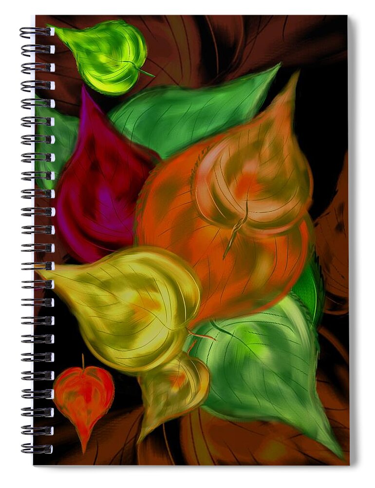 Autumn Spiral Notebook featuring the digital art Imagine leaves by Christine Fournier