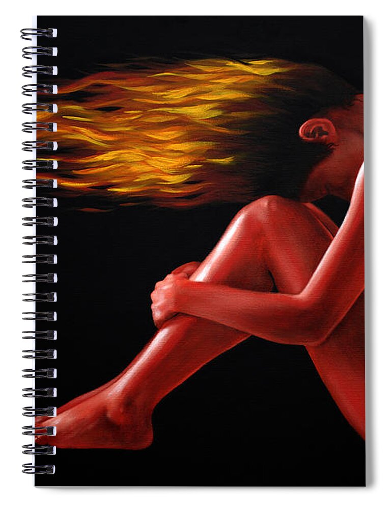 Nude Spiral Notebook featuring the painting In Flame by Glenn Pollard