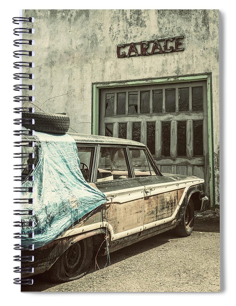 Land Vehicle Spiral Notebook featuring the photograph In For Repairs by Shaunl
