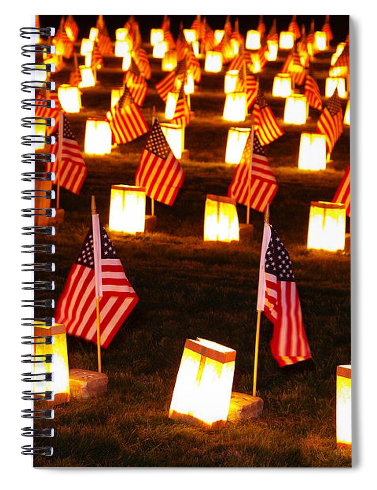 Civil War Spiral Notebook featuring the photograph In Solemn Dedication - Gettysburg Illumination Remembrance Day 2012 - A by Michael Mazaika