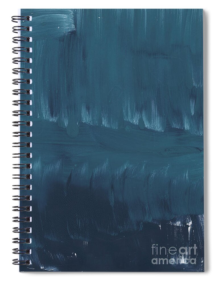 Large Abstract Blue Painting Spiral Notebook featuring the painting In Stillness by Linda Woods