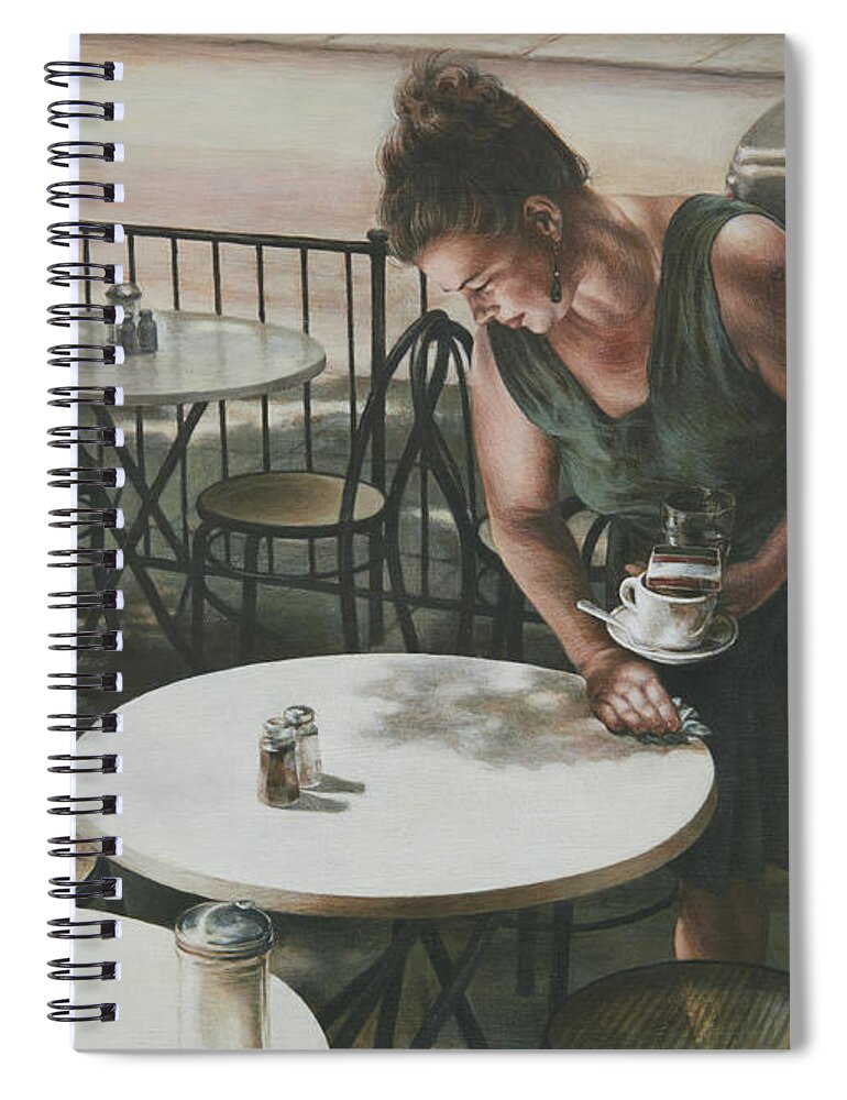 Waitress Spiral Notebook featuring the painting In the Absence of a Dream by Yvonne Wright